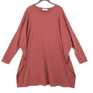 Bryn Walker Tunic Top Womens Small Bamboo Orange Damien Ponti Crew Neck Oversize